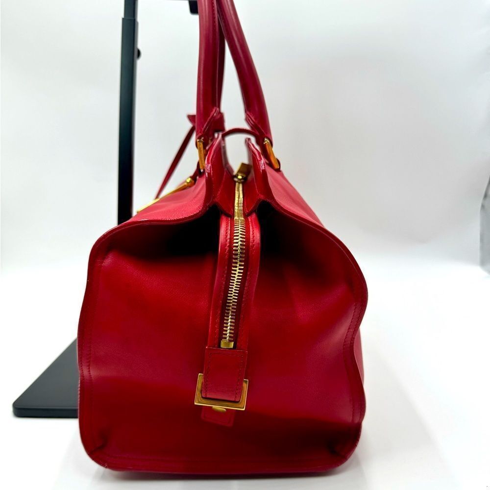 Saint Laurent Large Ligne Y Cabas Soft Red Leather Chyc Sac Tote Bag Satchel - Picture 3 of 16